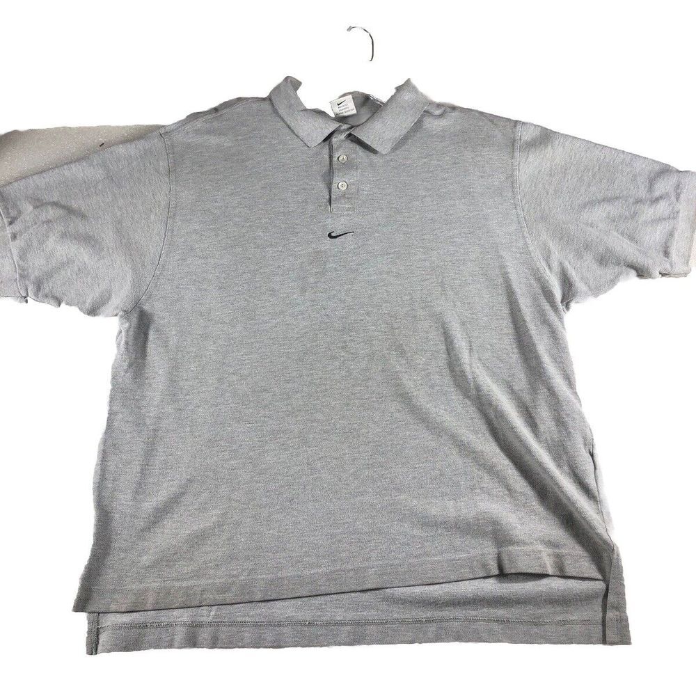 Vintage Nike Center Swoosh Logo Polo Shirt Mens Sz XL Gray 90s Rap Skate
